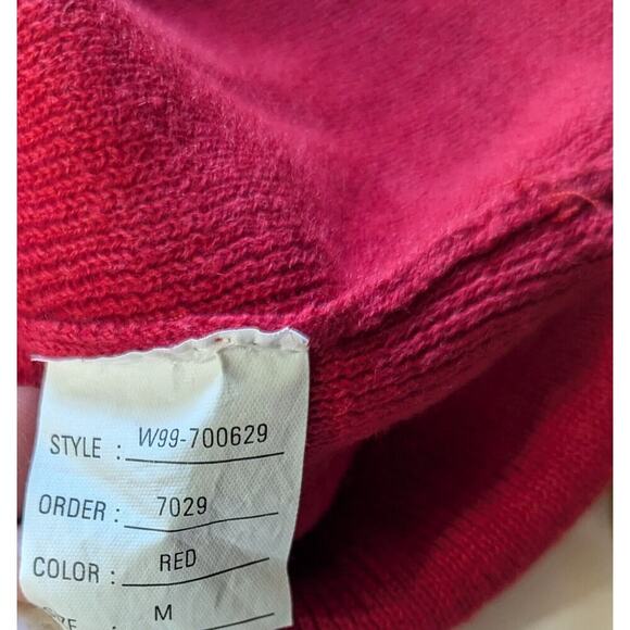 Vintage Kathie Lee Collection Ladies Winter Beaded Faux Cardigan Red/Black Med - Picture 5 of 7